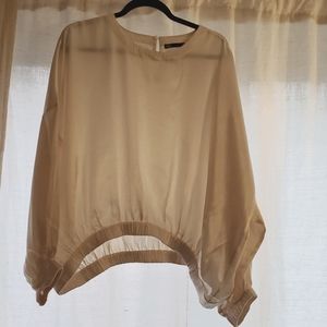 Zara satin balloon sleeve blouse.